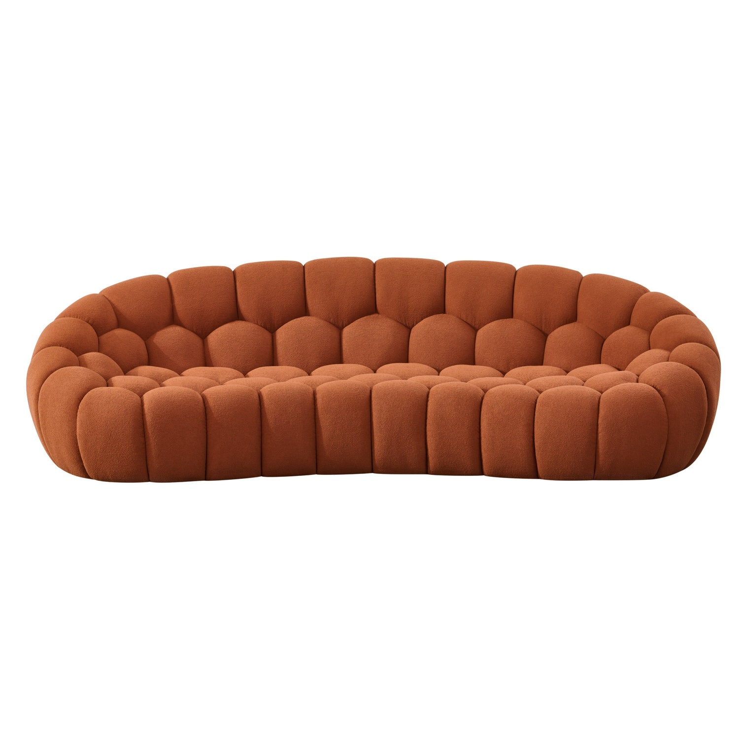Yolonda - Modern Curved Orange Fabric Sofa - View Image 1