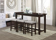4pc Counter Height Dining Set Espresso Finish Counter Height Table w Drawer Built-in USB Ports Power Outlets and 3 Stools Casual Dining Furniture