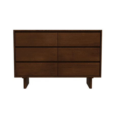 Dubrovnik Mid Century Modern Walnut Dresser With 6 Drawers Solid Wood Brown 47.20 x 17.70 x 32.20 inches