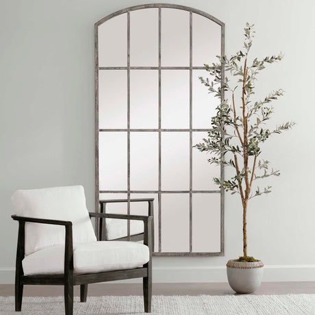 Amiel Arched Mirror Ivory - Silver / White by Uttermost - View 7