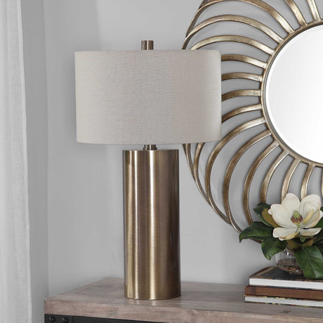 Taria Table Lamp Brushed Brass - Light Brown / Beige by Uttermost - View 4