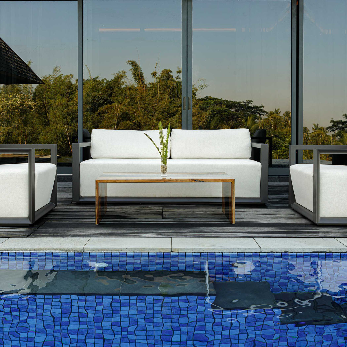 Remsen Outdoor Sofa Black / Oyster - Black / White by Uttermost - View 14