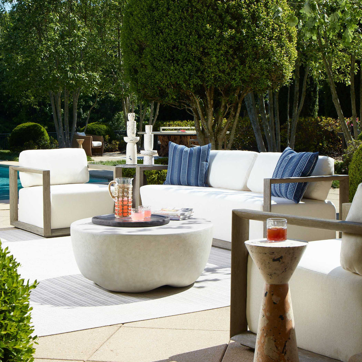 Remsen Outdoor Sofa Gray / Oyster White - White / Dark Gray by Uttermost - View 2