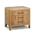 1pc Natural Wood Finish Three Drawer Nightstand Wooden Bedroom Furniture