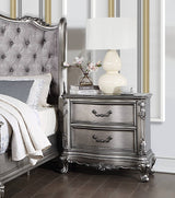 Traditional Vintage Bedroom 1pc Nightstand with 2 Drawers Antique Platinum Finish Wooden Furniture Classic Design