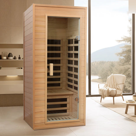 Hemlock One-Person Far Infrared Roof Embedded Sauna with Bluetooth & LED Lighting - sold by Home Elegance USA