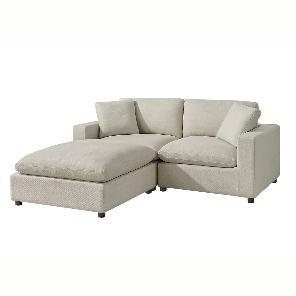 Cassandra Modular 3-piece Chofa in Beige with Solid Hardwood Frame and Polyester Upholstery