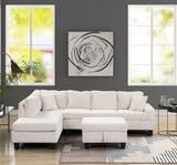 Modern Style Recliner Sectional Sofa Made With Wood in Cream