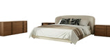 Eastern King Lambert + Berlin - Modern Beige Fabric + Walnut 4-Piece Bedroom Set