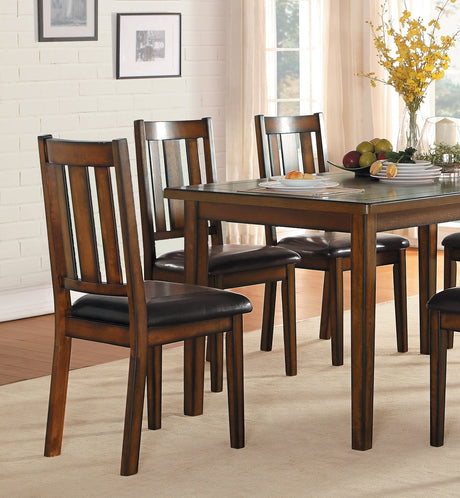Espresso Finish 6pc Dining Set Tabe Bench and 4 Chairs Set Black Faux Leather Upholstered Seat Dining Kitchen Set Wooden Furniture - sold by Home Elegance USA
