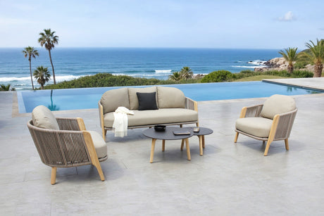 Cayman - Outdoor Beige + Teak Sofa Set - View Image 1