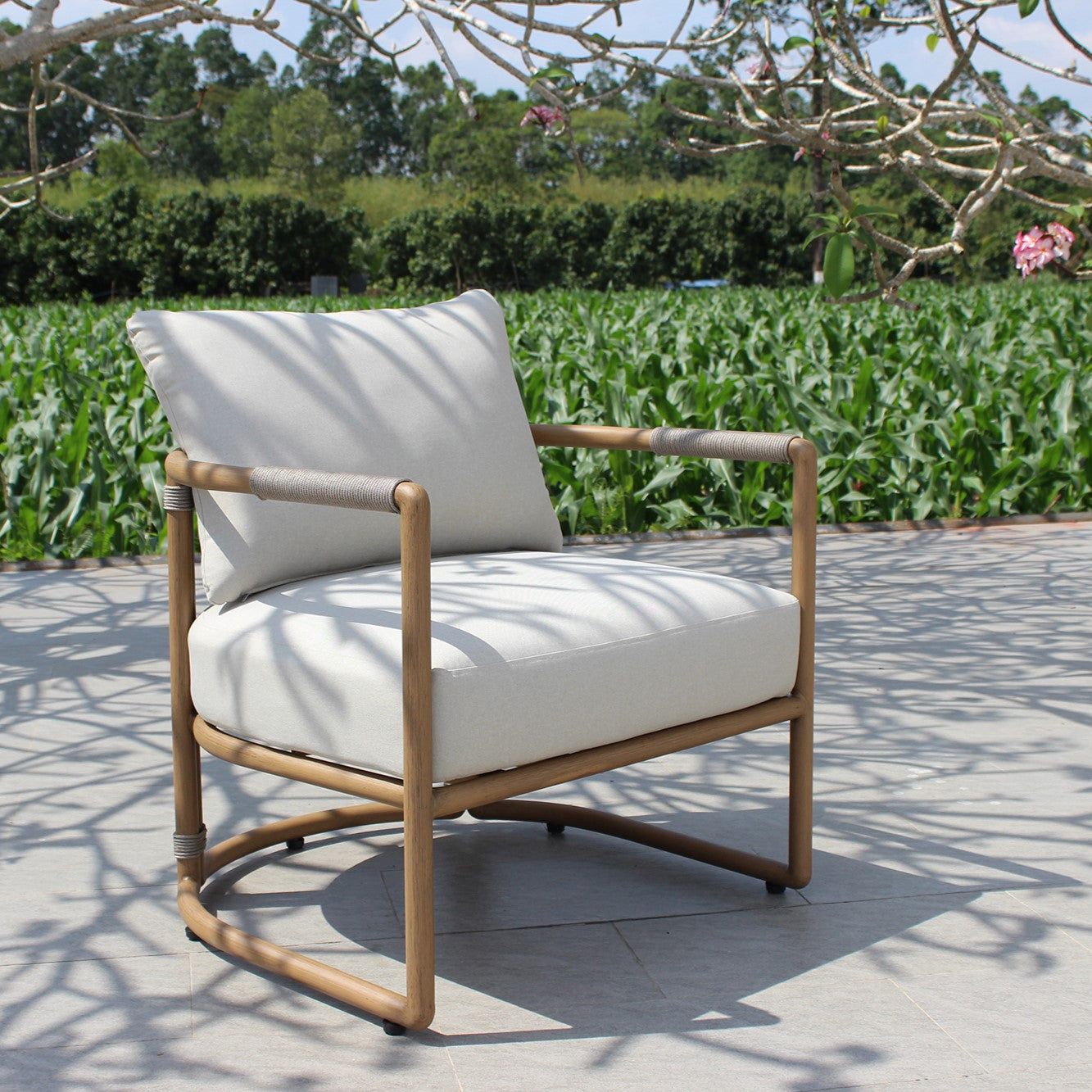 Malta - Outdoor Light Grey + Teak Sofa Set - View Image 1
