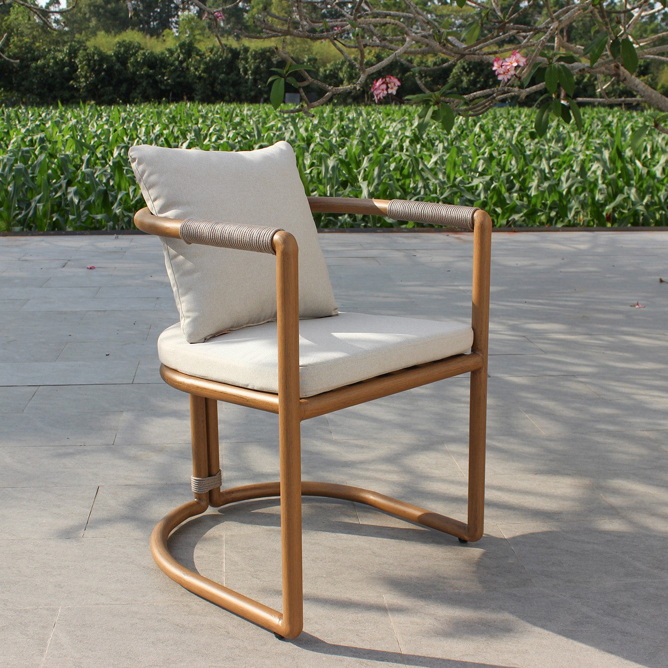 Malta - Outdoor Light Grey + Teak Dining Set - View Image 1