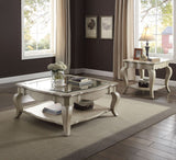 Acme - Chelmsford Coffee Table 86050 Clear Glass & Antique Taupe Finish