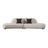Falcone - Contemporary Off-White + Grey Bonded Leather Curved Sectional Sofa - View Image 1
