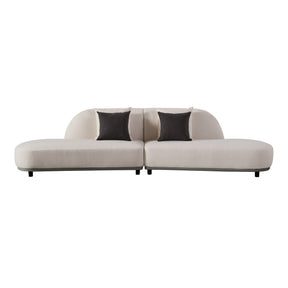 Falcone - Contemporary Off-White + Grey Bonded Leather Curved Sectional Sofa - View Image 1
