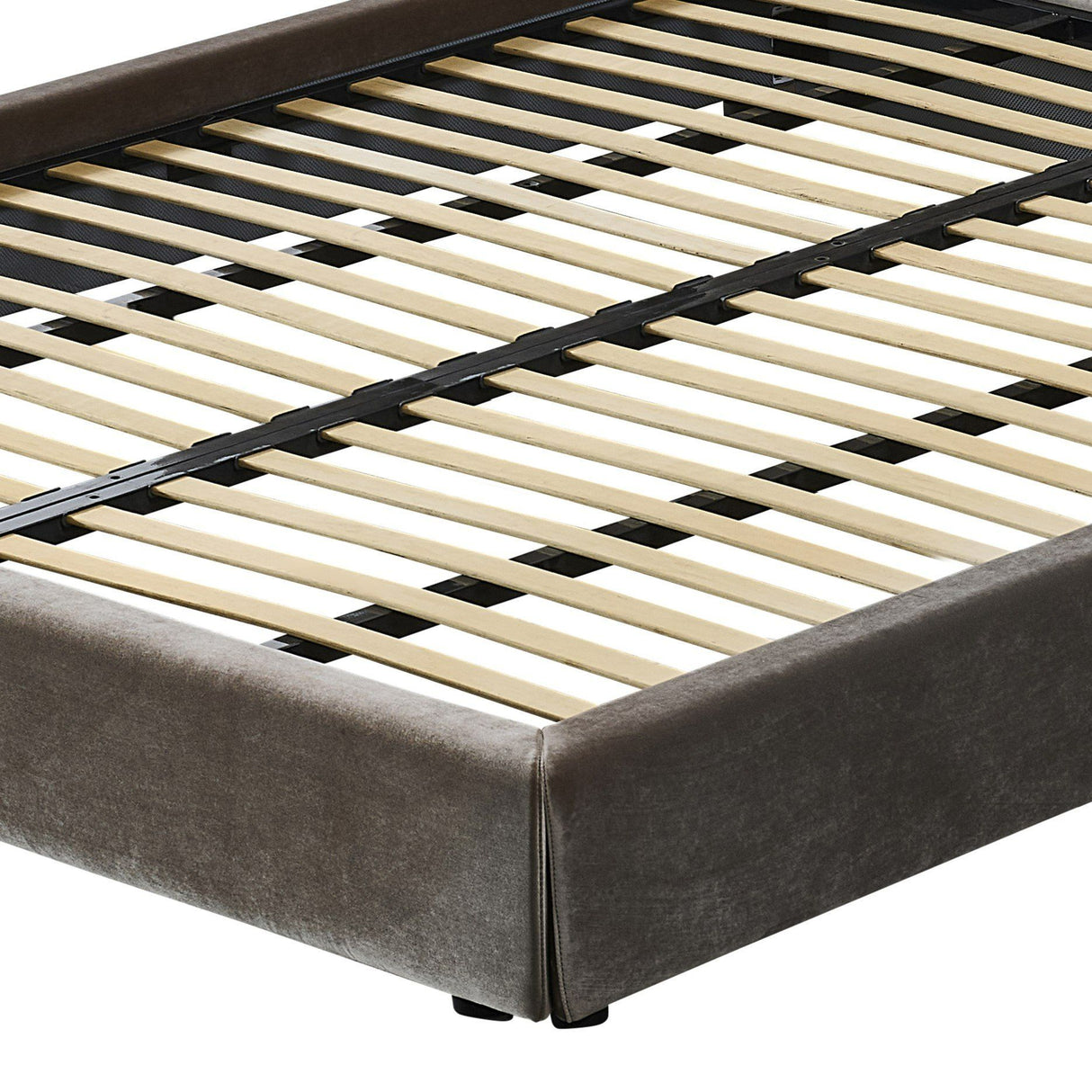 Eastern King Breslow - Modern Dark Taupe Velvet Bed
