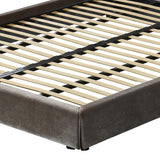 Eastern King Breslow - Modern Dark Taupe Velvet Bed