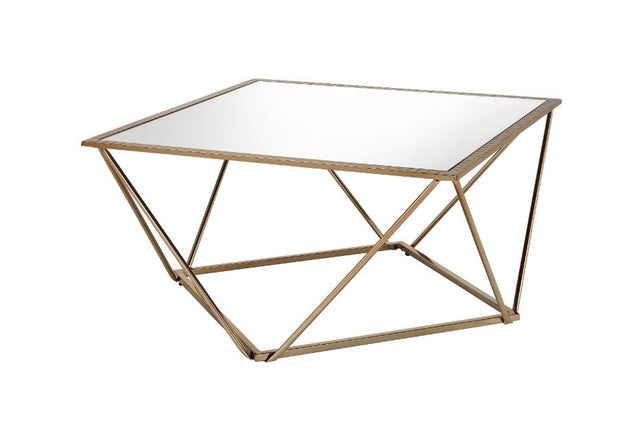 Acme - Fogya Coffee Table 86055 Mirrored & Champagne Gold  Finish