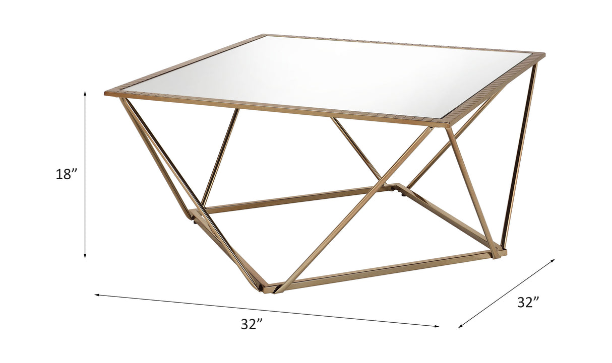 Acme - Fogya Coffee Table 86055 Mirrored & Champagne Gold  Finish