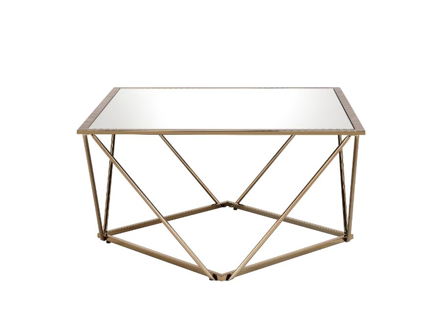 Acme - Fogya Coffee Table 86055 Mirrored & Champagne Gold  Finish