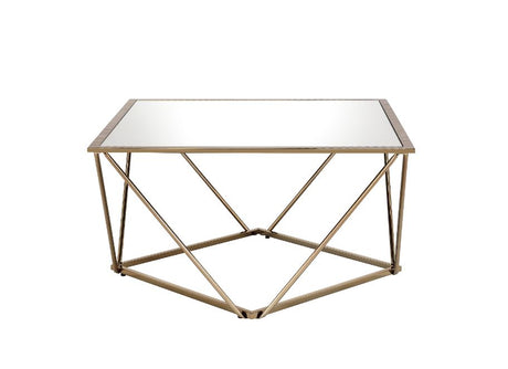 Acme - Fogya Coffee Table 86055 Mirrored & Champagne Gold  Finish