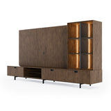 Raskin - Contemporary Walnut Entertainment Center w/ LED Lighting - View Image 1