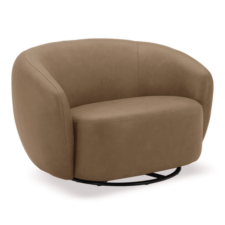 Omaha - Modern Tan Leather Swivel Accent Chair - View Image 1