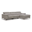 Meidas - Modern Light Grey Leather Sectional Sofa + 2 Recliners - Right Facing Chaise - View Image 1