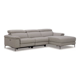 Meidas - Modern Light Grey Leather Sectional Sofa + 2 Recliners - Right Facing Chaise - View Image 1