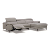 Meidas - Modern Light Grey Leather Sectional Sofa + 2 Recliners - Right Facing Chaise - View Image 1