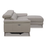 Meidas - Modern Light Grey Leather Sectional Sofa + 2 Recliners - Right Facing Chaise - View Image 1