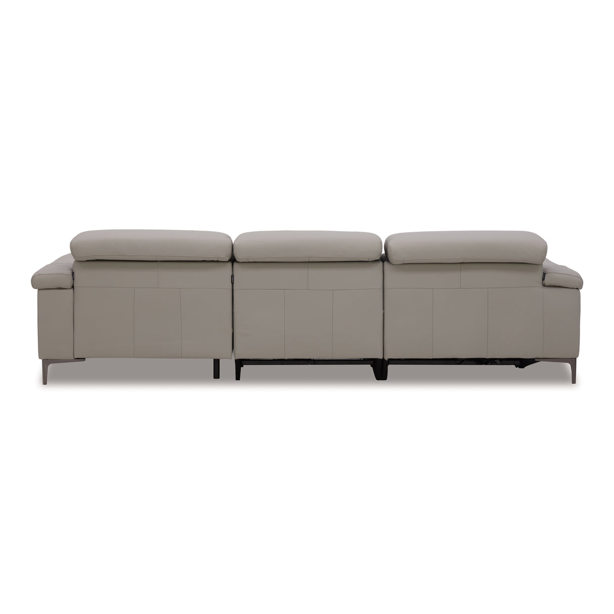 Meidas - Modern Light Grey Leather Sectional Sofa + 2 Recliners - Right Facing Chaise - View Image 1