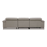 Meidas - Modern Light Grey Leather Sectional Sofa + 2 Recliners - Right Facing Chaise - View Image 1