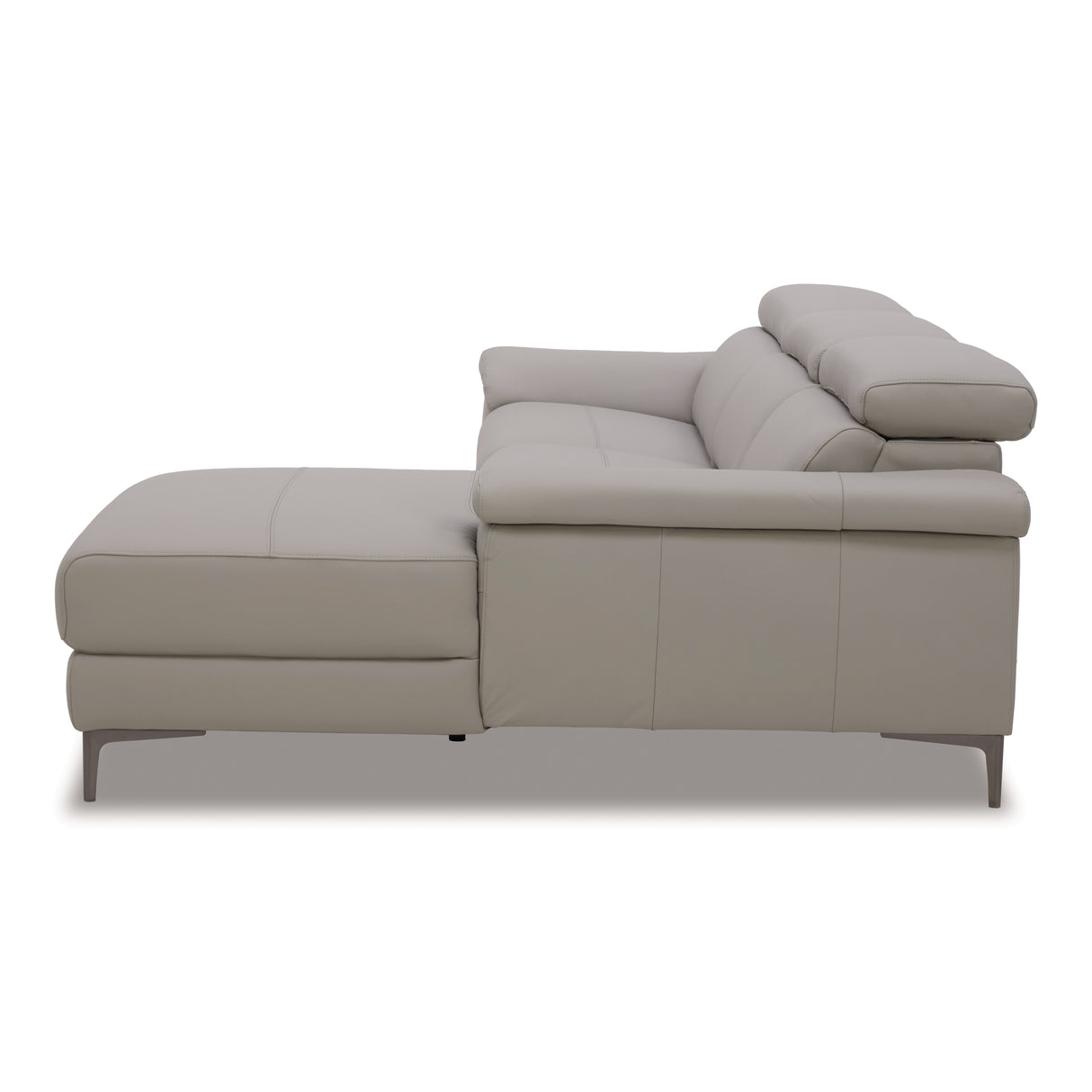 Meidas - Modern Light Grey Leather Sectional Sofa + 2 Recliners - Right Facing Chaise - View Image 1
