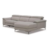 Meidas - Modern Light Grey Leather Sectional Sofa + 2 Recliners - Right Facing Chaise - View Image 1