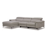 Meidas - Modern Light Grey Leather Sectional Sofa + 2 Recliners - Left Facing Chaise - View Image 1