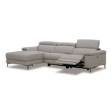 Meidas - Modern Light Grey Leather Sectional Sofa + 2 Recliners - Left Facing Chaise - View Image 1