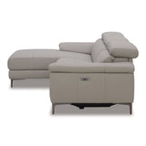 Meidas - Modern Light Grey Leather Sectional Sofa + 2 Recliners - Left Facing Chaise - View Image 1