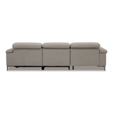 Meidas - Modern Light Grey Leather Sectional Sofa + 2 Recliners - Left Facing Chaise - View Image 1