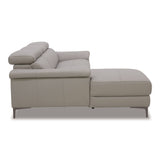 Meidas - Modern Light Grey Leather Sectional Sofa + 2 Recliners - Left Facing Chaise - View Image 1