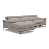 Meidas - Modern Light Grey Leather Sectional Sofa + 2 Recliners - Left Facing Chaise - View Image 1