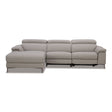 Meidas - Modern Light Grey Leather Sectional Sofa + 2 Recliners - Left Facing Chaise - View Image 1