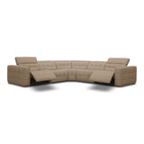 Carney - Modern Beige Leather Sectional Sofa + 3 Recliners - View Image 1