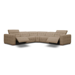 Carney - Modern Beige Leather Sectional Sofa + 3 Recliners - View Image 1