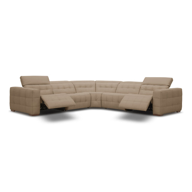 Carney - Modern Beige Leather Sectional Sofa + 3 Recliners - View Image 1