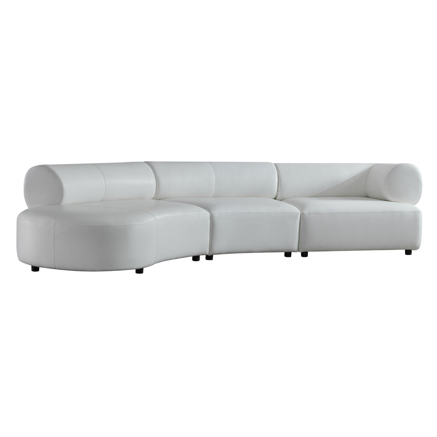 Stuart - Contemporary White Leather Left Facing Chaise Sectional Sofa - View Image 1