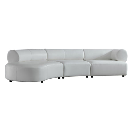 Stuart - Contemporary White Leather Left Facing Chaise Sectional Sofa - View Image 1