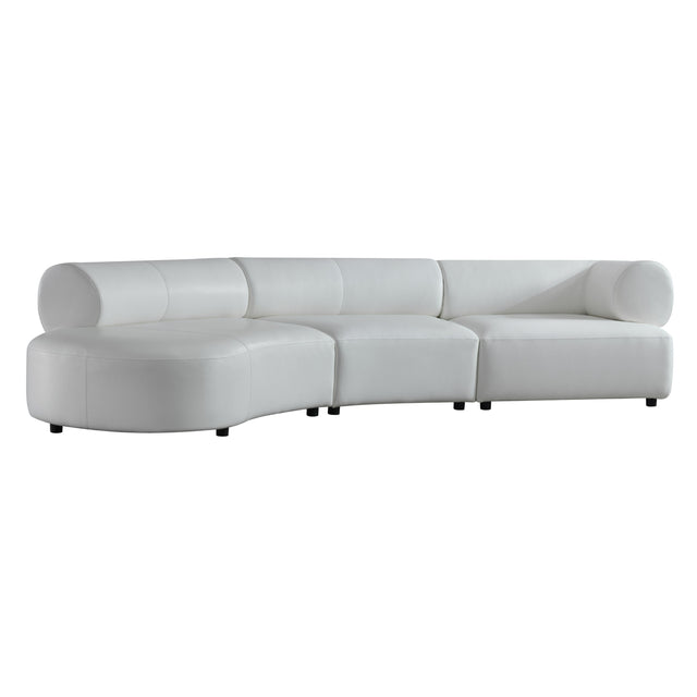 Stuart - Contemporary White Leather Left Facing Chaise Sectional Sofa - View Image 1