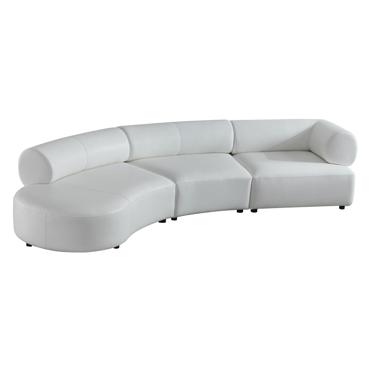 Stuart - Contemporary White Leather Left Facing Chaise Sectional Sofa - View Image 1